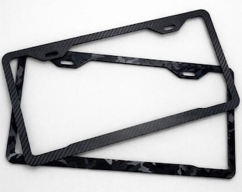 Marco de matrícula impreso en 3D de fibra de carbono / Camuflaje, perfil delgado y elegante