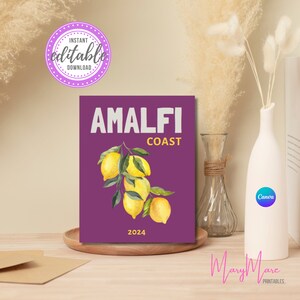 Travel Photo Book Amalfi Coast Italy, Ebook Canva Template, Coffee Tablebook Customizable, Travel Journal Printable,Print & Personalize Book