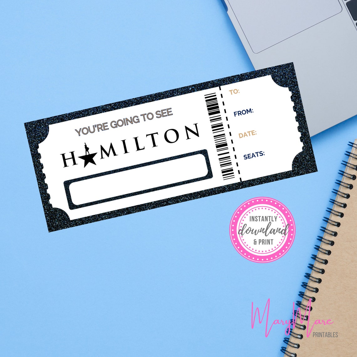 Hamilton Ticket Print, Broadway Easy Print Ticket, Surprise Show Ticket