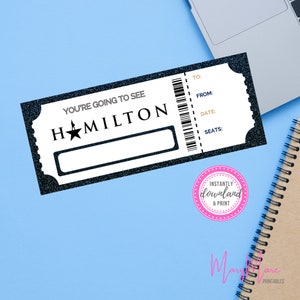 Hamilton Ticket Print, Broadway Easy Print Ticket, presente de ingresso para show surpresa, Hamilton on Broadway Instant Print, download digital