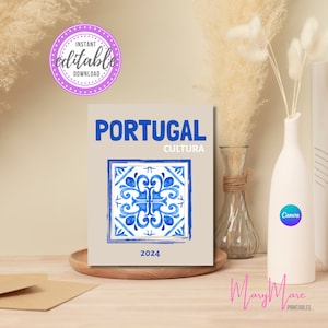 Travel Photo Book Template Portugal, Ebook Canva Template, Coffee Tablebook Customizable, Travel Journal Printable, Print & Personalize Book