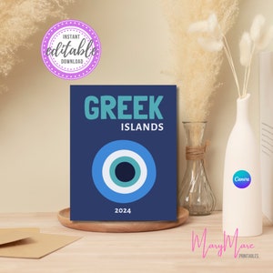 Travel Photo Book Template Greece, Ebook Canva Template, Coffee Tablebook Customizable, Travel Journal Printable, Print & Personalize Book