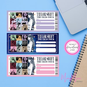 Surprise ERAS Tour Ticket, Taylor Swift Easy Print Ticket, Swiftie Konzertkarte Geschenk, Swift Eras Instant Print - 3 Digitale Downloads
