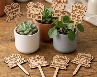 Funny Dead Plant Labels - SVG Bundle for Laser Cutting - 8 Humorous Plant Markers (Digital Download)