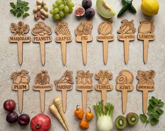 45 Plant Labels SVG Bundle - Laser Cut Garden Markers (Digital Download)