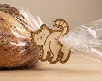 Funny Cat Bread Tie SVG - Kitten Bag Clip Laser Cut File (Digital Download)