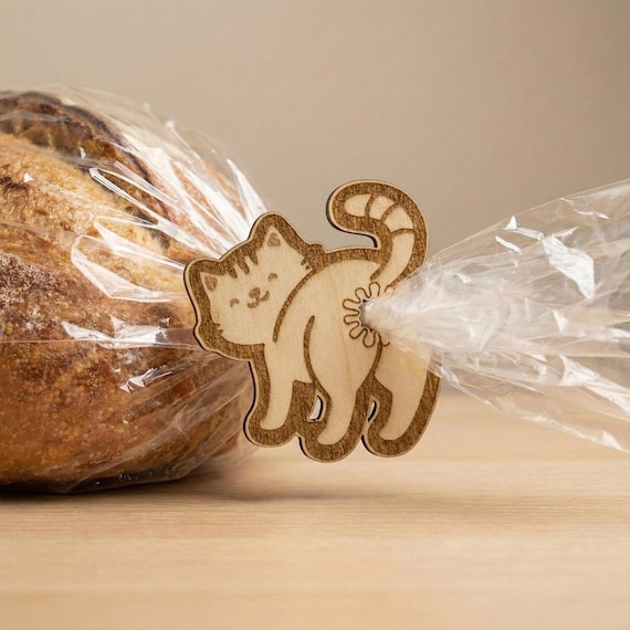Funny Cat Bread Tie SVG - Kitten Bag Clip Laser Cut File (Digital Download)
