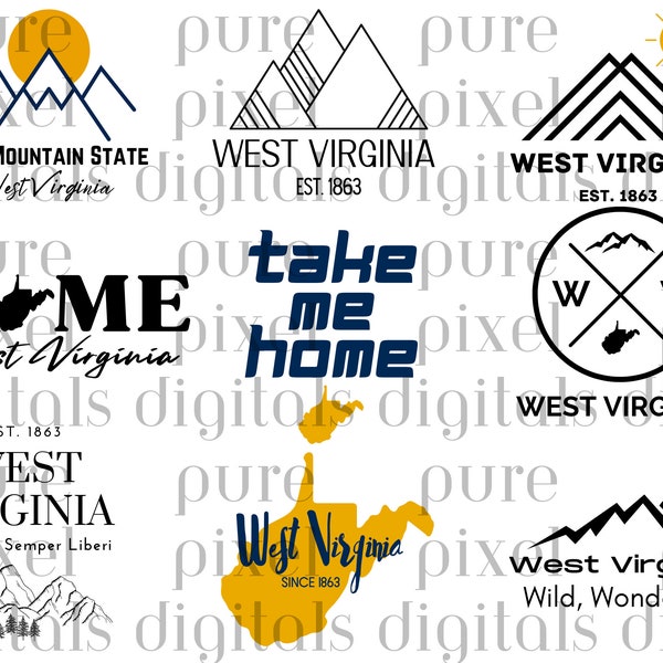 West Virginia SVG PNG JPG | Take Me Home Bundle West Virginia | State of West Virginia | Digital Image | Mountain State | Digital Download