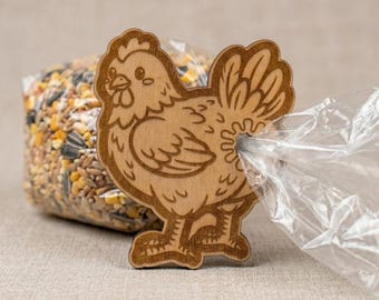 Funny Chicken Bread Tie SVG Laser Cut File - Farmhouse Bag Clip Design (Digital Download)