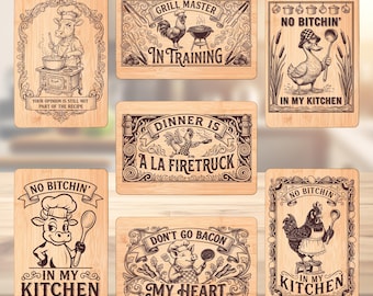 Kitchen Cutting Board SVG Bundle - 48 Designs - Farmhouse Laser Engraving Files (Digital Download)