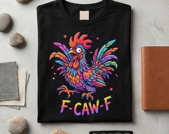 F-CAW-F Tupp SVG PNG - Färgglad kycklingtecknad design för Cricut sublimering (digital nedladdning)