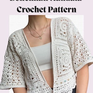 Bohemian Mandala Cardigan PATTERN - PDF ONLY - Intermediate Crochet Pattern - Summer Cardigan - Beach Cover Up