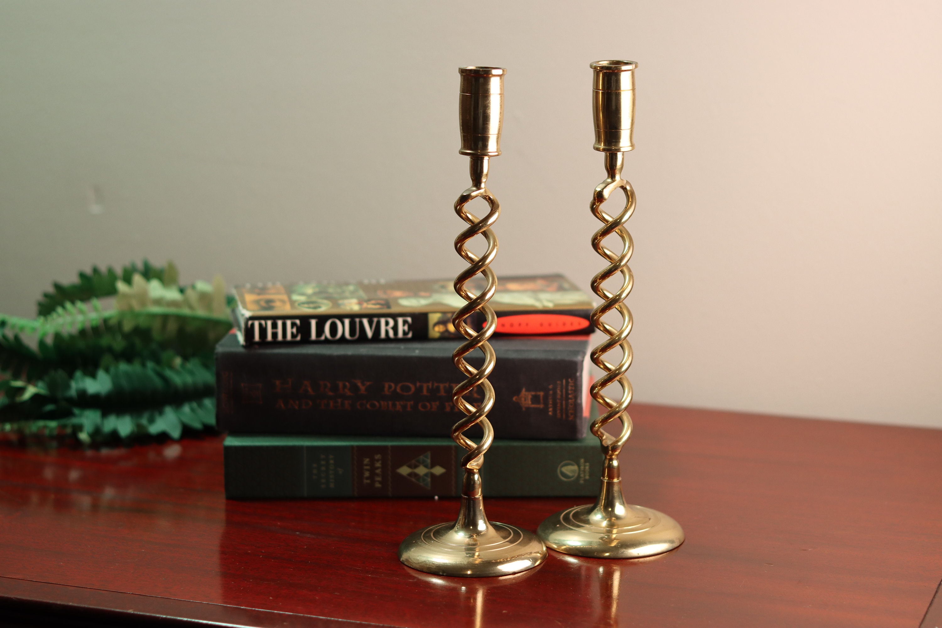 Set of 2 Barley Twist Brass Gold Candlesticks -  Canada
