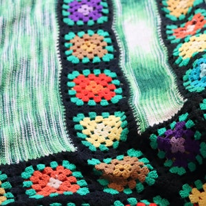 Extra Large Beautiful Rainbow Afghan Blanket | Handmade Crocheted Multicolored Granny Square Throw