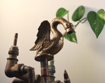Vintage Brass Swan Faucet Set: Ornate Bird Water Tap, Phylrich Style