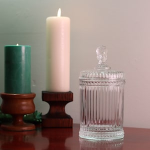 Three Faces Glass Biscuit Jar or Humidor Made by Imperial Glass for the Metropolitan Museum of Art | Vintage Souvenir