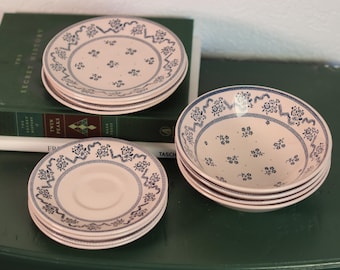Set of 12 Laura Ashley Porcelain Petite Fleur Ironstone Dinnerware Plates & Bowls Set | Johnson Brothers Ceramic