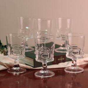 Set von 6 Vintage französischen CRISTAL D'ARQUES-DURAND Weinkelchen | Mid Century Modern Bleikristall Kelch