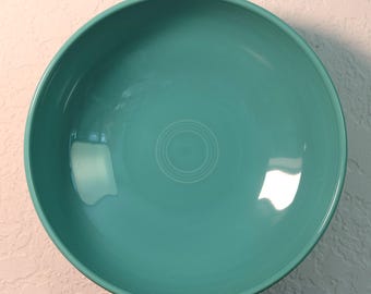 Vintage Fiestaware grote turquoise keramische kom met concentrische ringen