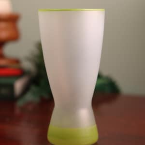 Retro 1960s Libbey Rimmed Lime Green Frosted Beer Tumbler Glass | Multiple Available
