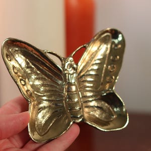 Small Cute Brass Butterfly Trinket Dish | Ring Holder & Vintage Ashtray