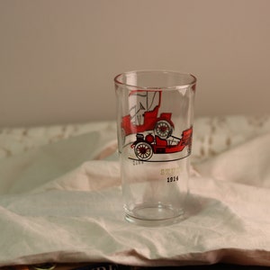 Set of 2 Hazel Atlas Ford & Chevrolet Antique Car Tumbler Glasses | Stutz Hudson Cars