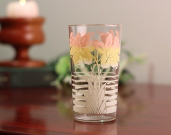 Vintage Anchor Hocking Daffodil Floral Juice Tumbler Glass | Multiple Available