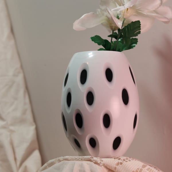 White and Black Polka Dots Vase Etsy