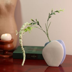 Hand-made Simple Abstract Modern Blue and White Glazed Ceramic Flower Vase
