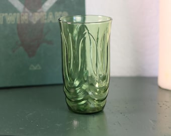 Anchor Hocking Mid Century Avocado Green Colonial Tulip Flared Rim Tumbler Glass | Multiple Available