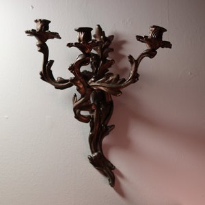 Antique Bronze Italian Candelabra Sconce | Art Nouveau Style Candle Holder