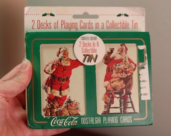 Vintage Coca Cola Weihnachtsmann Spielkarten | Limitierte Auflage, Blechdose