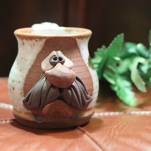 Handmade Mahon Studio Pottery Ugly Jug Face Ceramic Speckle Glazed Mug with Handle