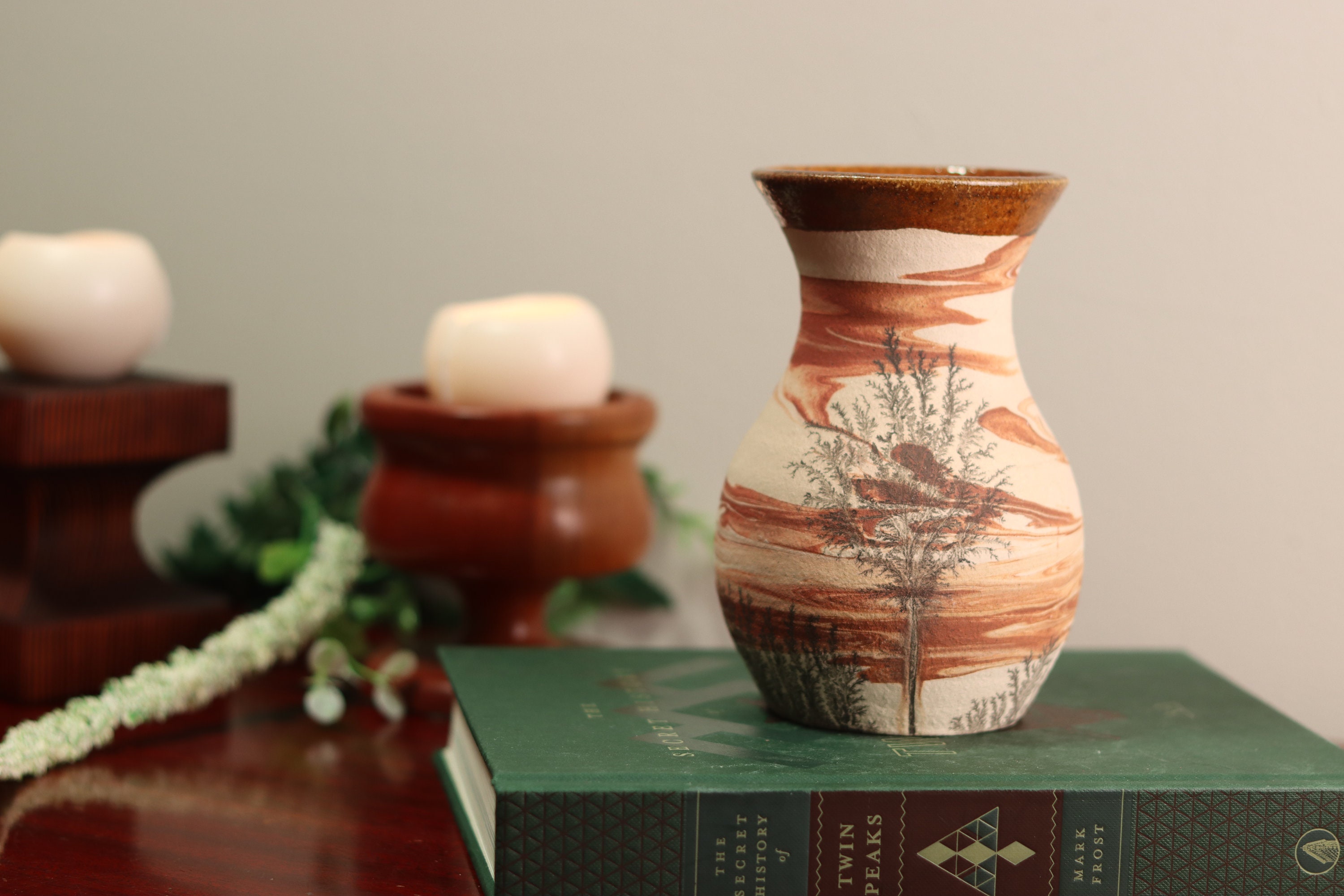 NEMADJI POTTERY USA アンティーク花瓶 ネマジ Vintage Nemadji Pottery Vase Multicolor Marbled Native