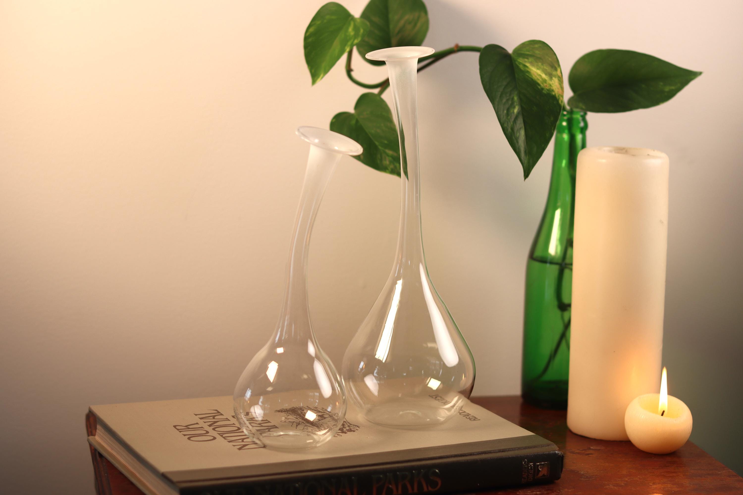 手吹きアートガラスのつぼみ花瓶：モダンな繁殖用2個セット - Etsy 日本