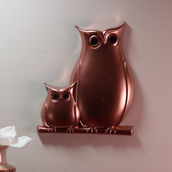 Mid Century Modern Syroco Owl Wall Plaques | Plastic 1970s Owl Decor
