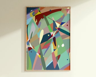 Arte abstrata para impressão digital, download de arte para impressão em parede, arte colorida, arte contemporânea, arte moderna para parede