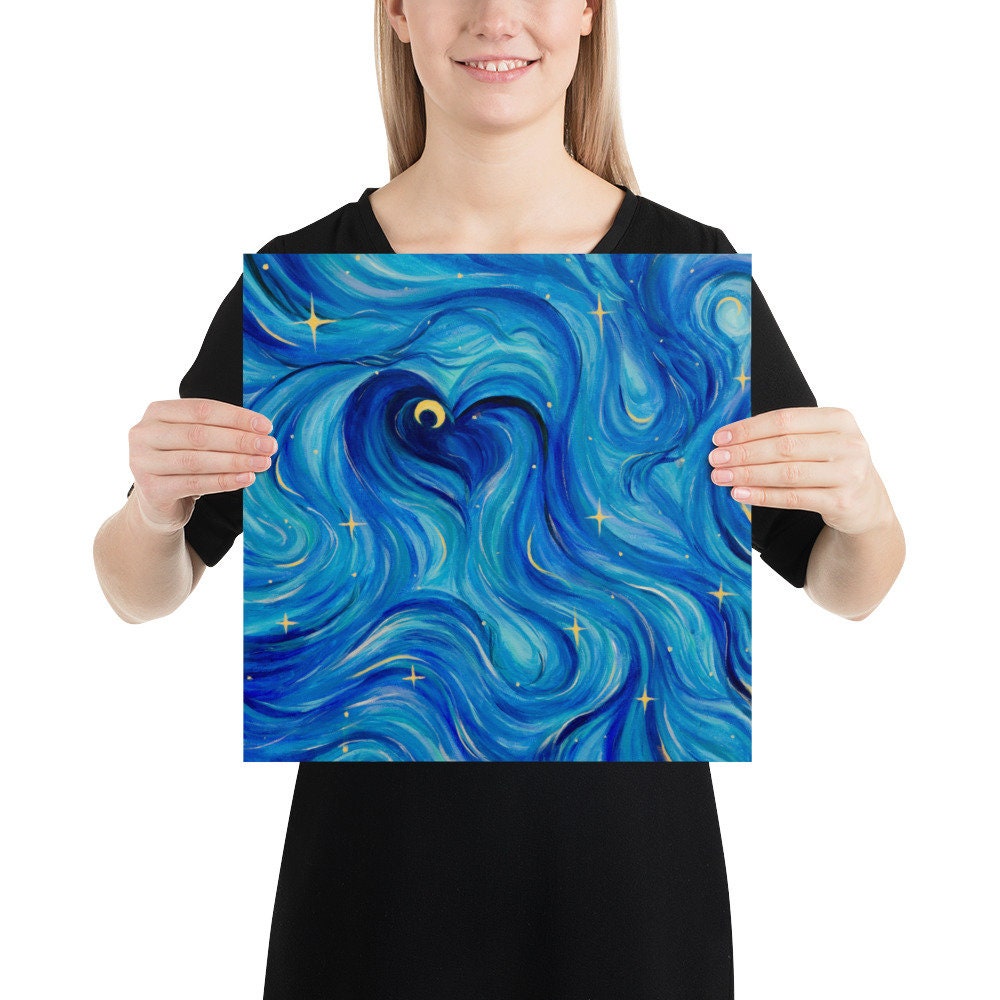 Wall Art Abstract Starry Night Sky Painting Art Print Night - Etsy