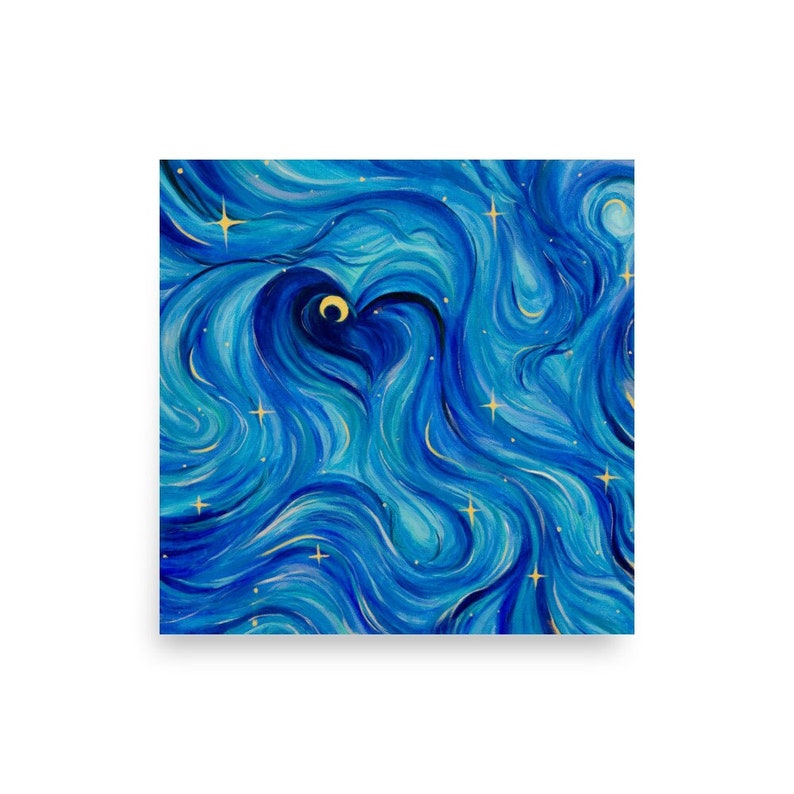 Wall Art Abstract Starry Night Sky Painting Art Print Night - Etsy