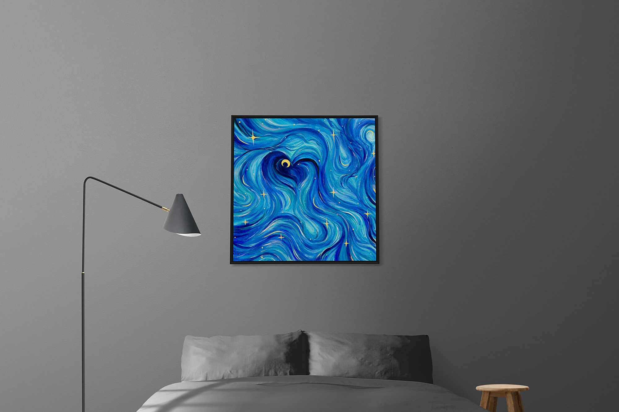 Wall Art Abstract Starry Night Sky Painting Art Print Night Sky Blue ...