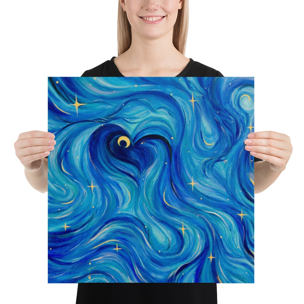 Wall Art Abstract Starry Night Sky Painting Art Print Night Sky Blue ...