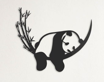 Panda retrato de paisaje moderno, corte por láser, grabado, fresado cnc, impresión 3D