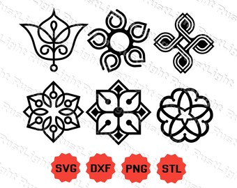 Mandala, rosas, patrón de diseño oriental, corte por láser, grabado, fresado cnc, impresión 3D