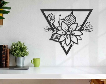 Diseño geométrico de flores modernas, corte por láser, grabado, fresado cnc, impresión 3D