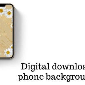 Digital download phone background beige golden marble with daisies