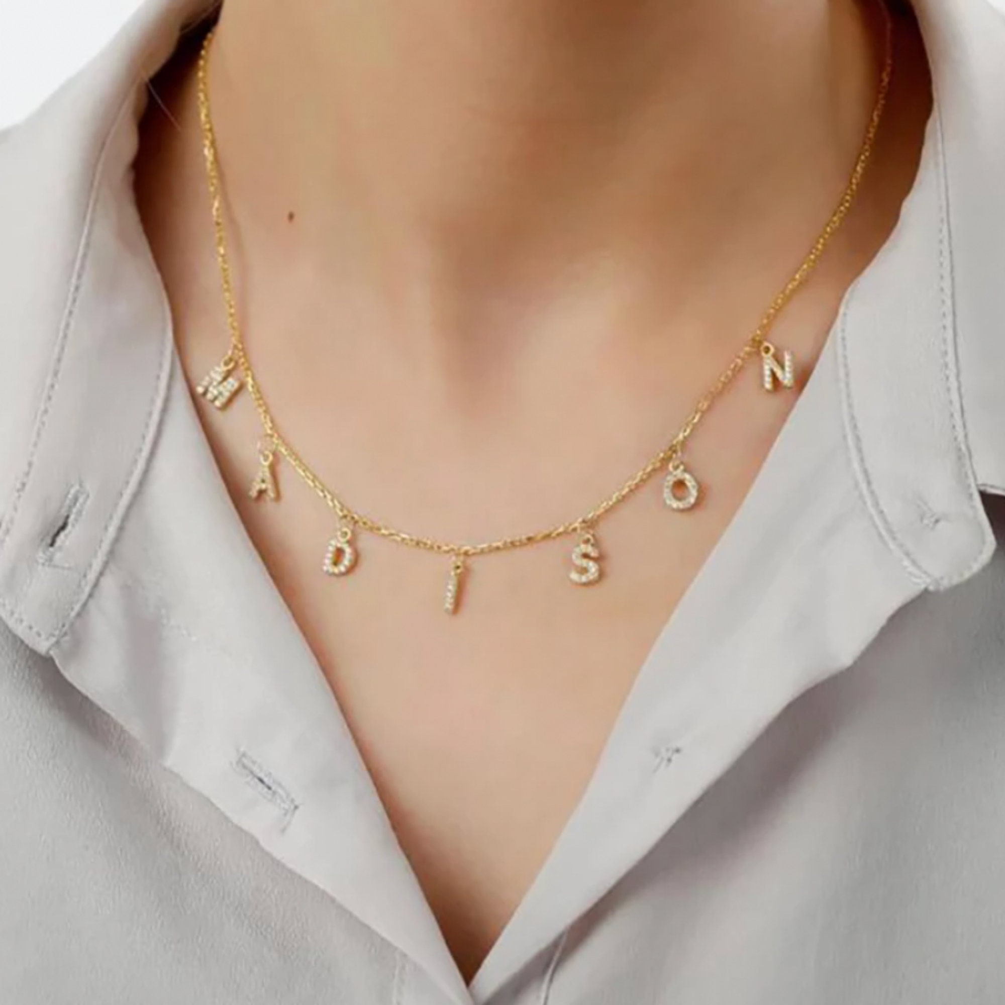 Individual Letter Name Necklace Custom 