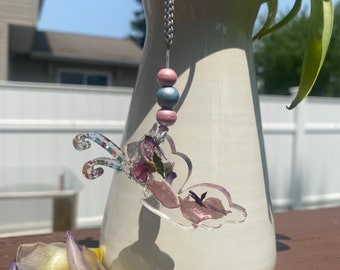 Butterfly and flower keychain