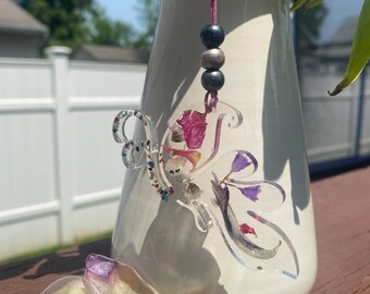 Butterfly and flower keychain