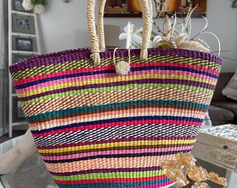 Toquilla-draagtas van stro LG - veelkleurig