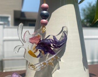 Butterfly and flower keychain